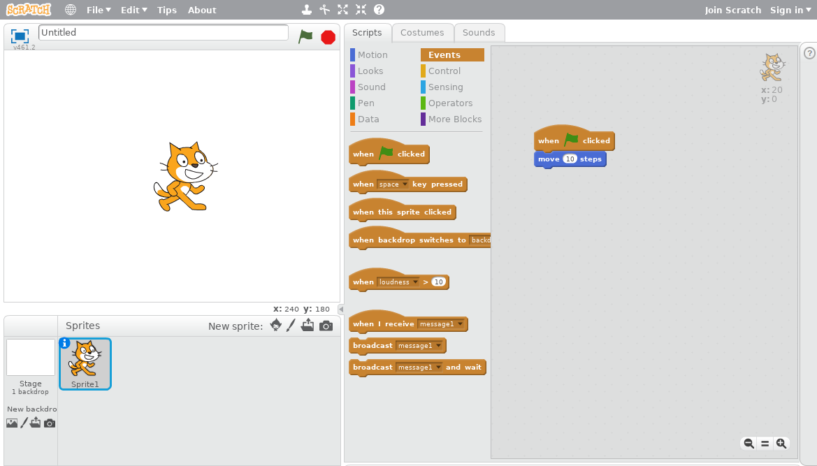 The Scratch interface.