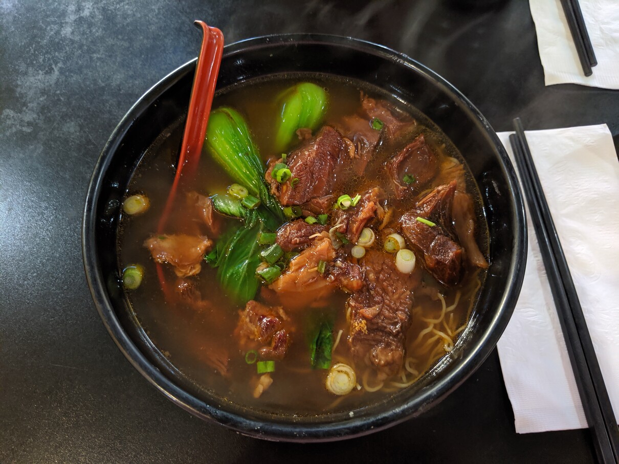 Beef noodles at Hong Kong Bistro.